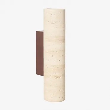 Aplique De Parede Em Travertino E Madeira Davise ↑32 Cm - Sklum