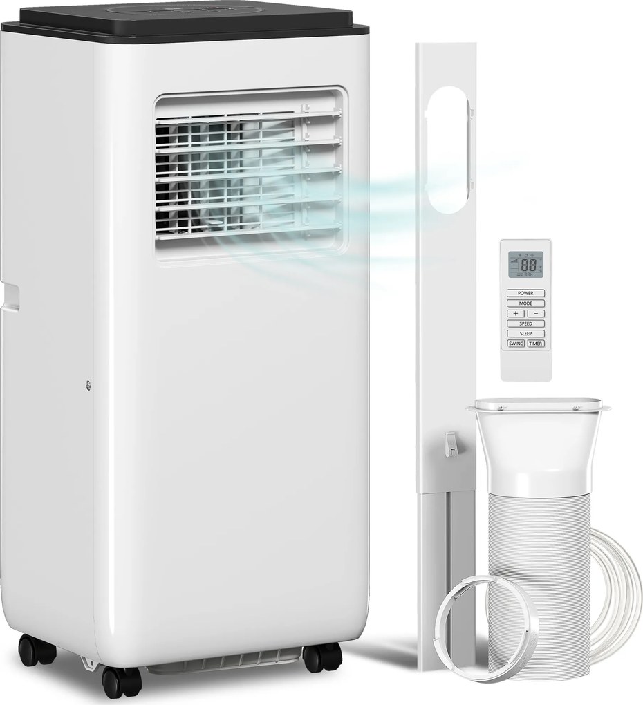 HOMCOM Ar condicionado portátil 9000 BTU 2,6 kW 5 em 1 arrefecimento, desumidificador, ventilador, auto, modo noite, 2 velocidades | Aosom Portugal