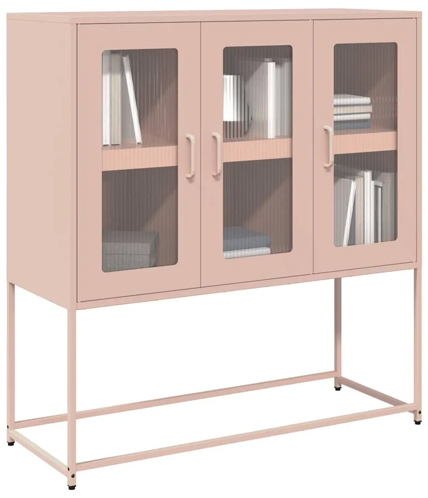 vidaXL Aparador 100,5x39x107 cm aço laminado a frio rosa