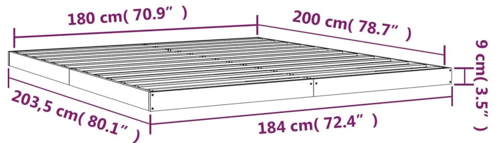 Estrutura cama super king size 180x200 cm pinho maciço branco