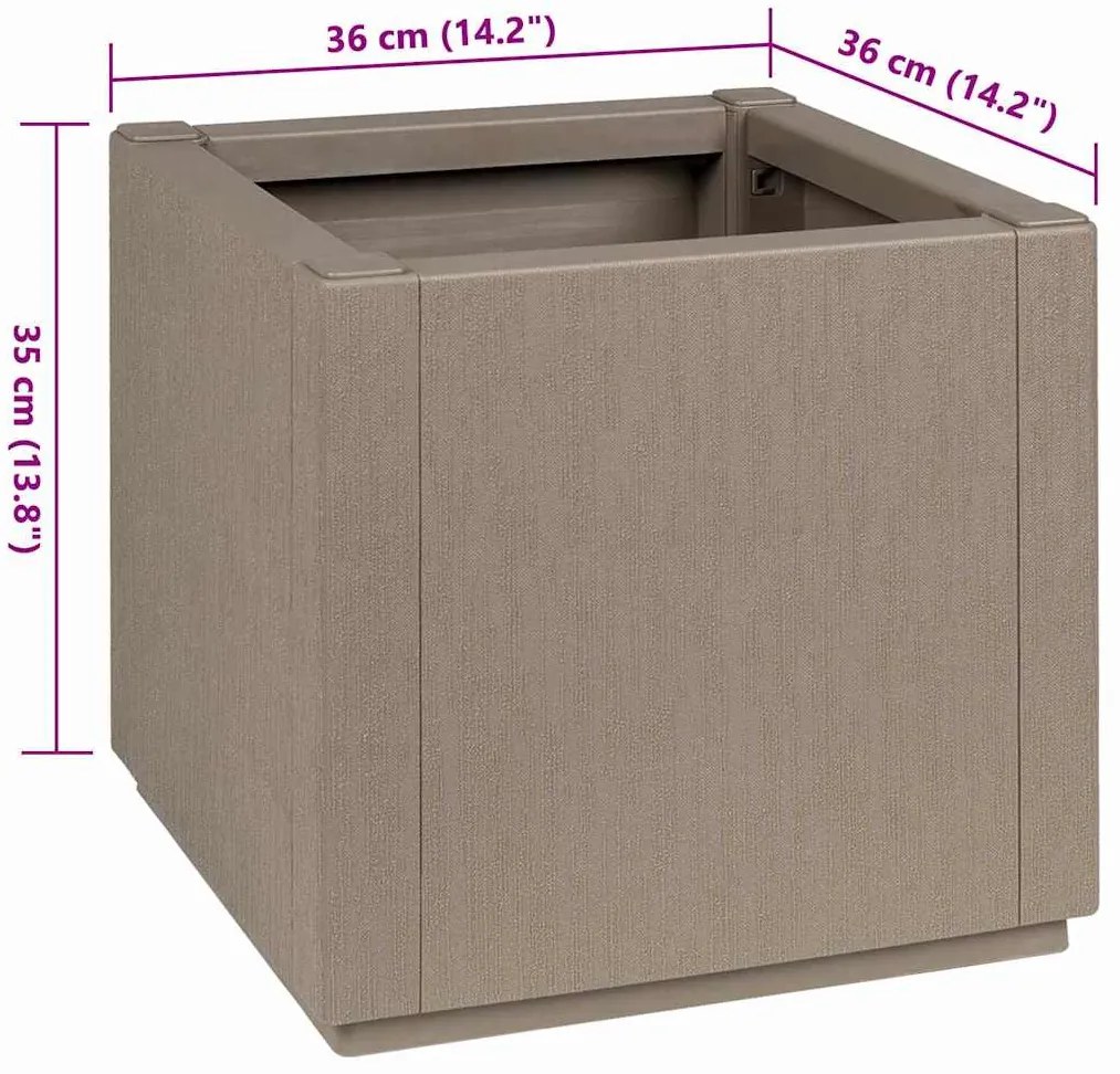 Plantador de Jardim Marrom Claro 36 x 36 x 35 cm em PP
