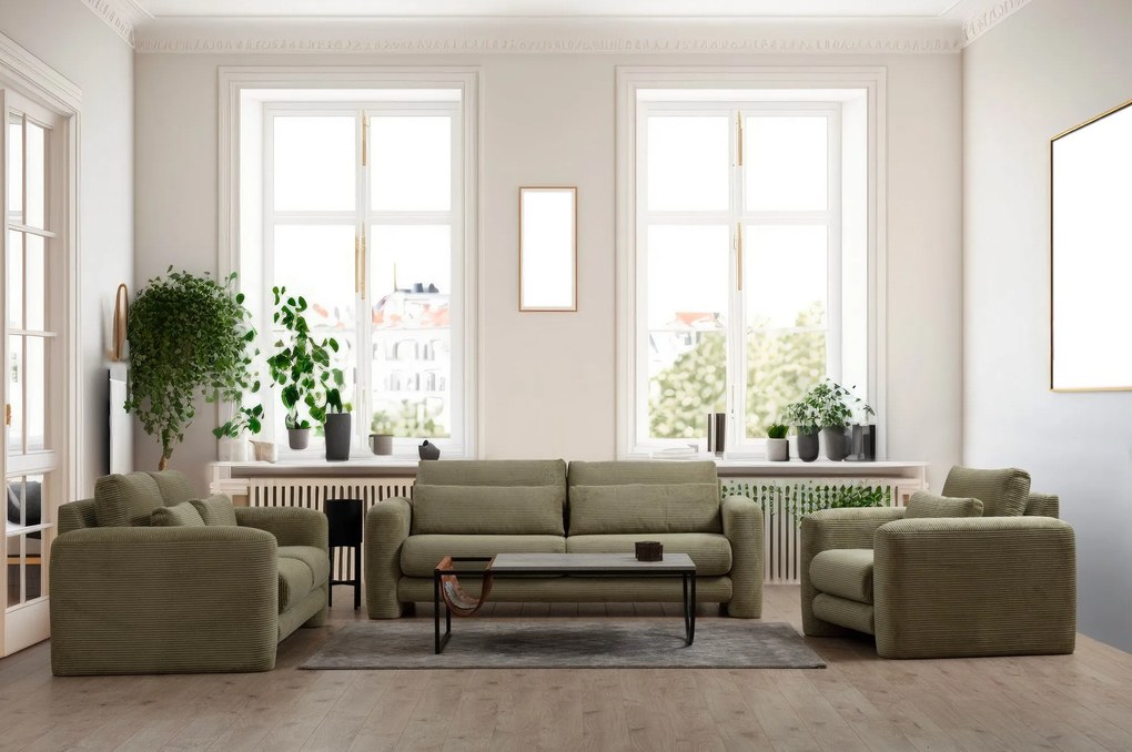 Sofá de 3 lugares Lily – Verde – 215x97x73 cm