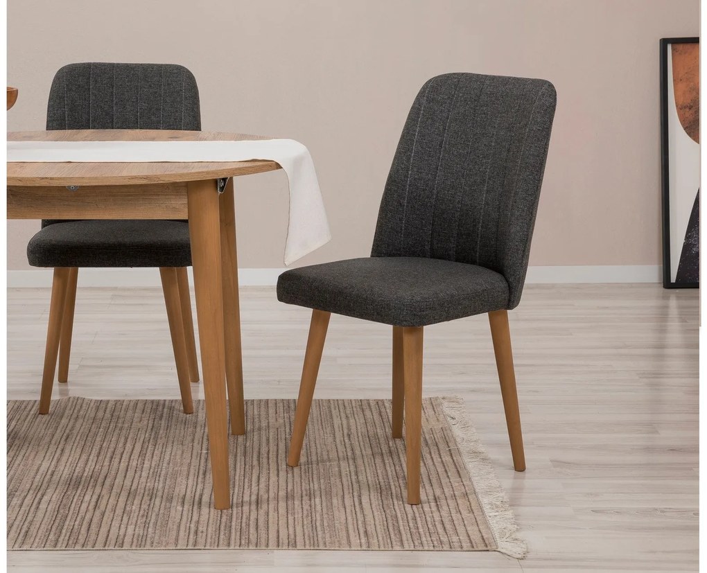 Conjunto de Mesa de Jantar Extensível Vina – Pinho Atlântico e Antraci