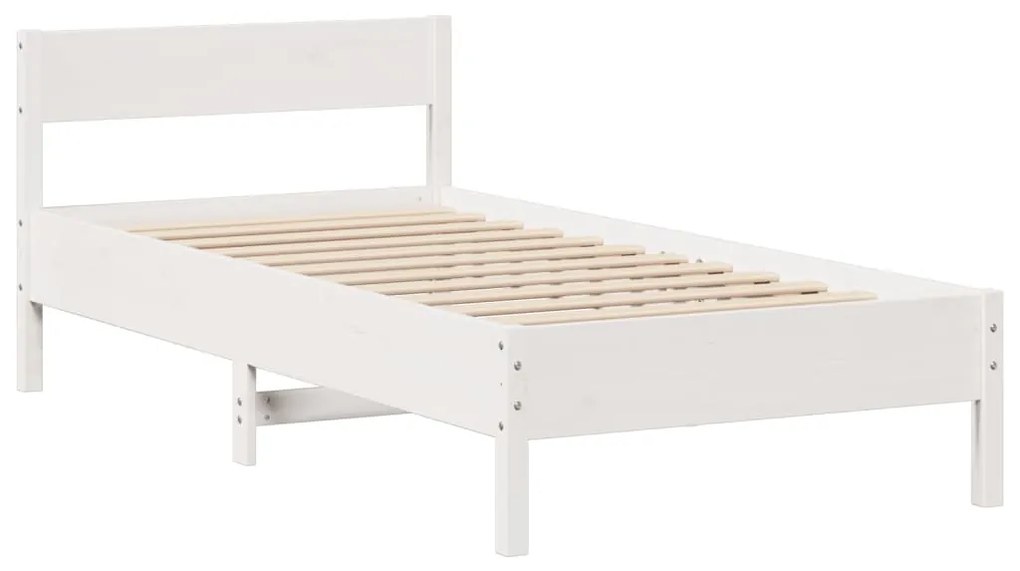 Cama com estante sem colchão 75x190 cm pinho maciço branco