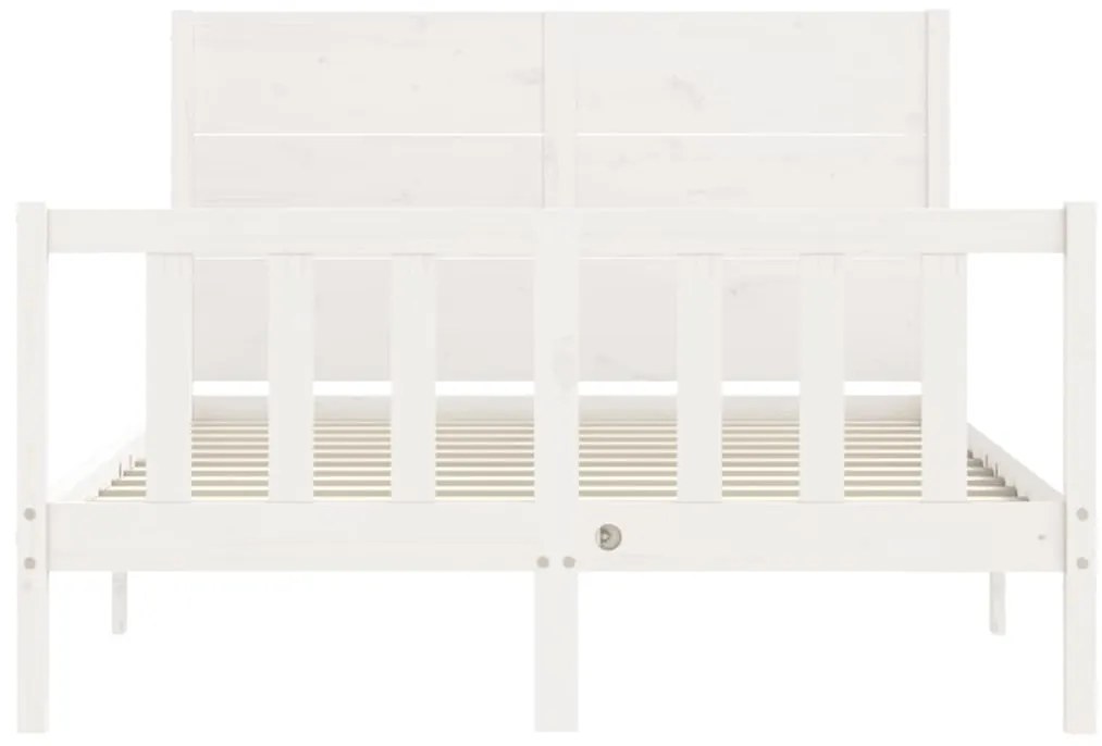 Cama sem colchão 140x190 cm madeira de pinho maciça branco