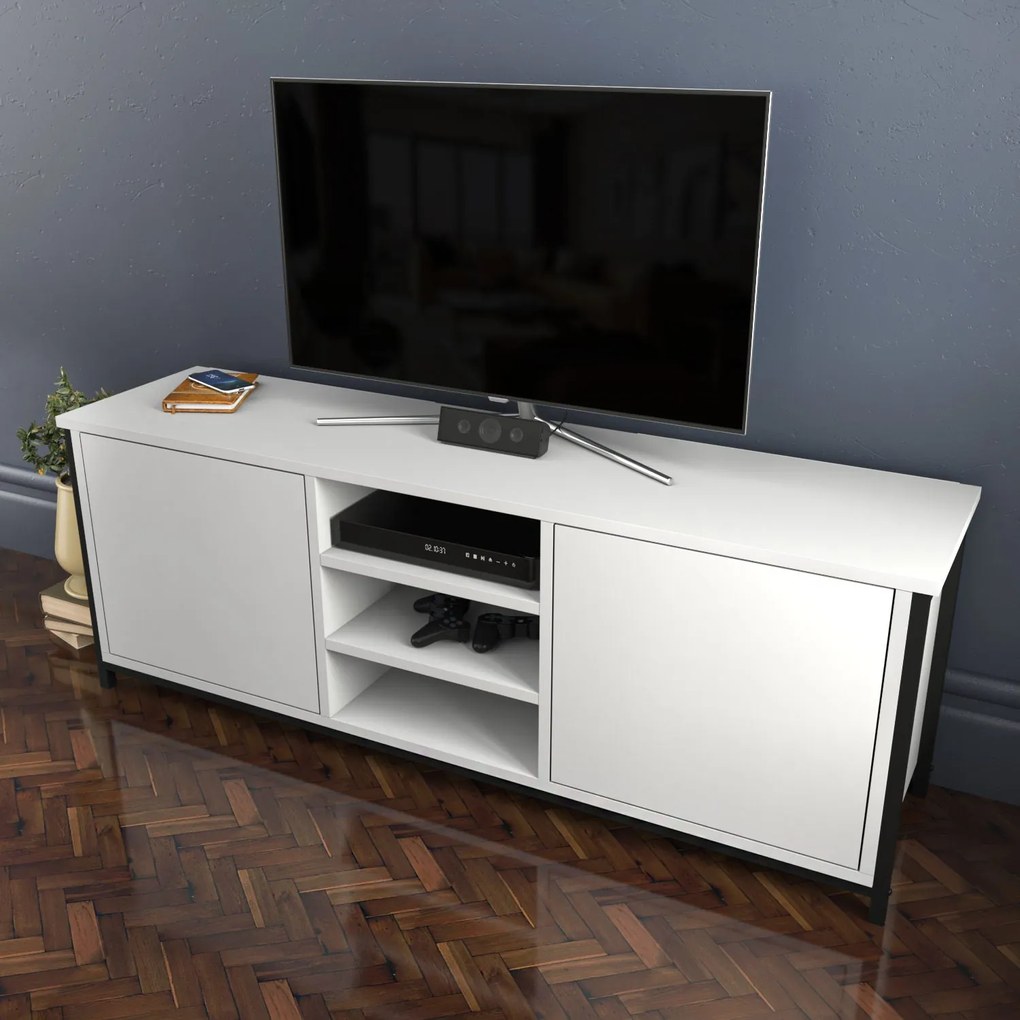 Móvel de TV Otis – Preto e Branco – 140 cm x 35,3 cm x 50,8 cm