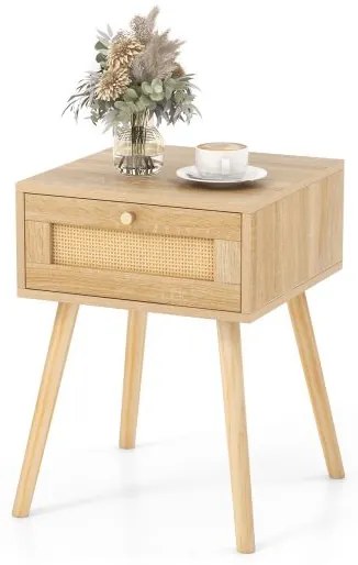 Conjunto de 2 mesas de cabeceira de vime com gavetas, mesa lateral, mesa de cabeceira, console de cabeceira, mesa de sofá
