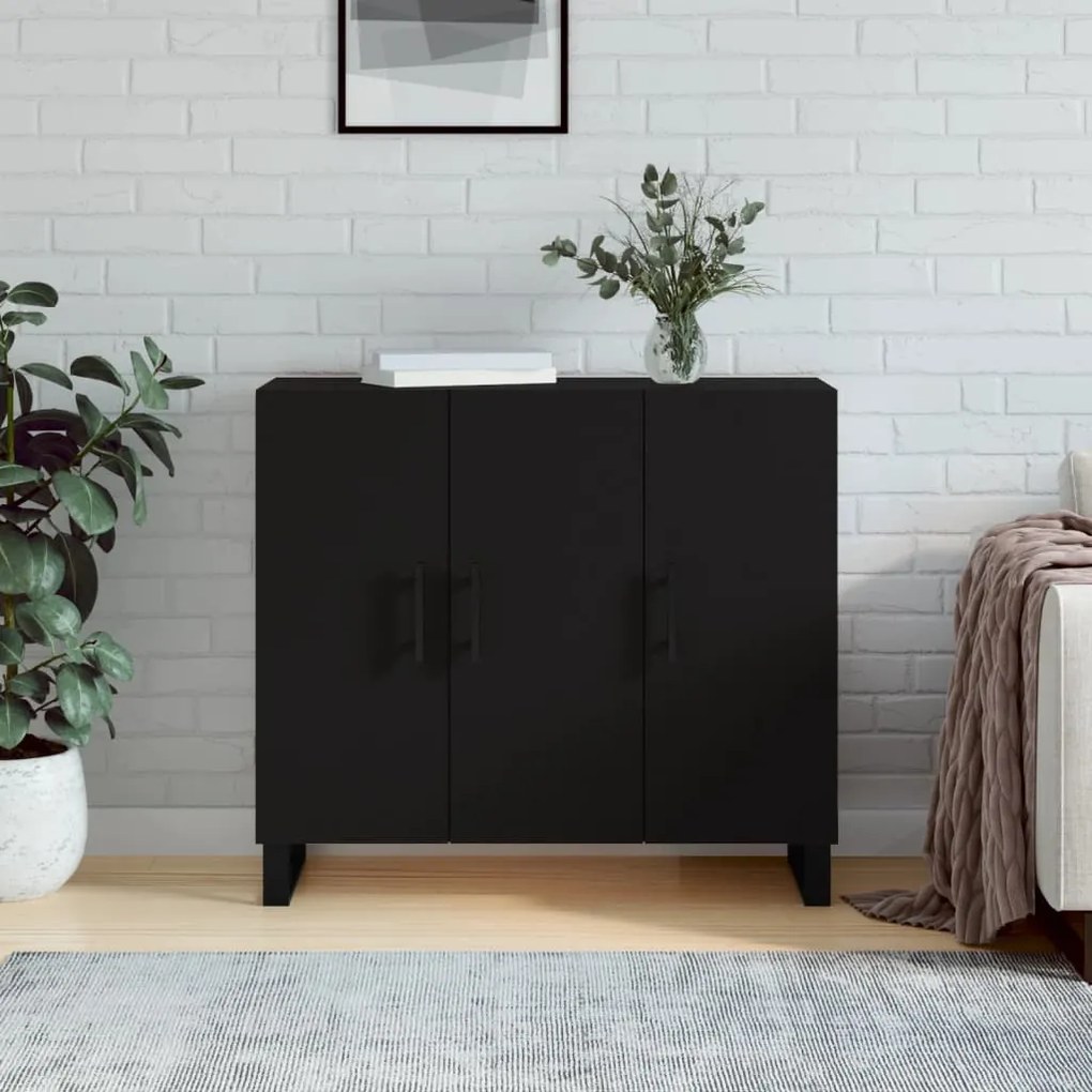 vidaXL Aparador 90x34x80 cm derivados de madeira preto