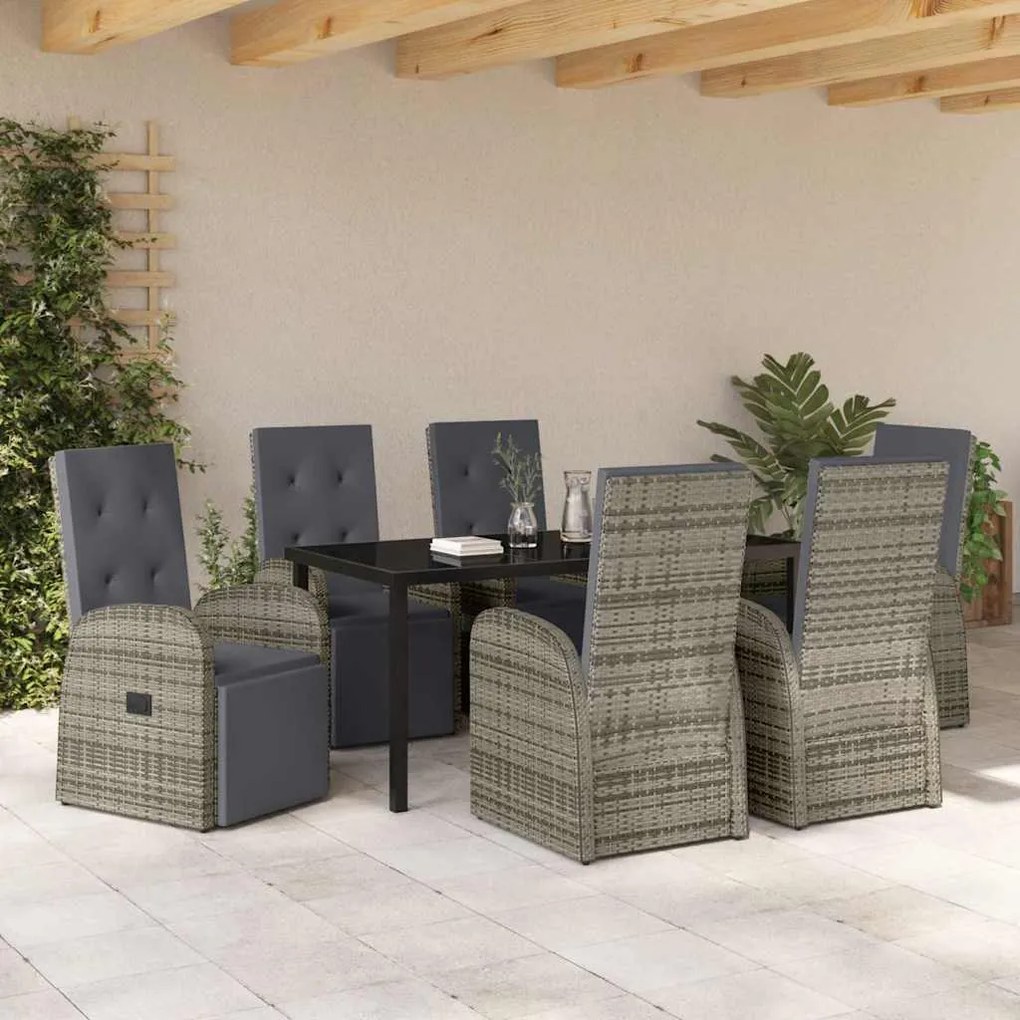 Conjunto de Jantar de Jardim 7 pcs Cinzento 160 x 80 x 73 cm