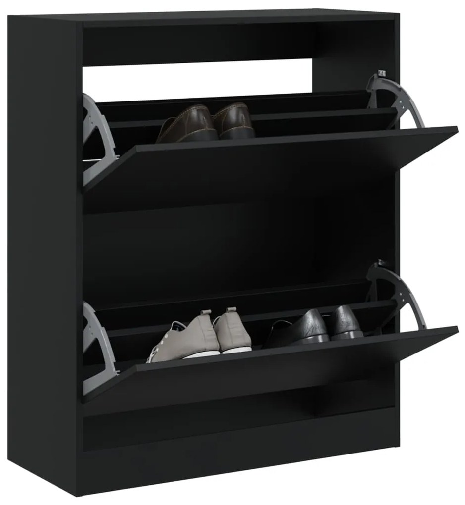 vidaXL Sapateira 80x34x96,5 cm derivados de madeira preto