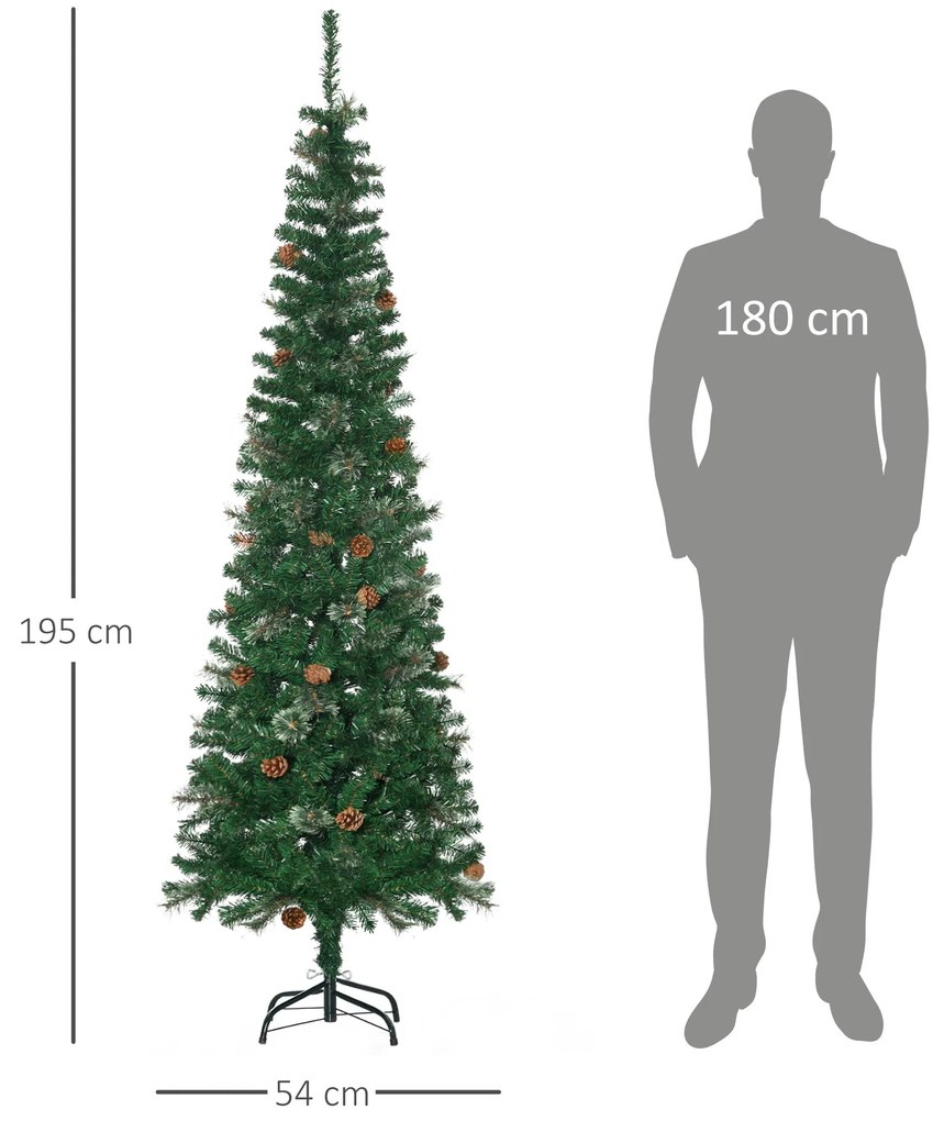 HOMCOM Árvore de Natal Artificial 195 cm Árvore de Natal com 556 Ramos