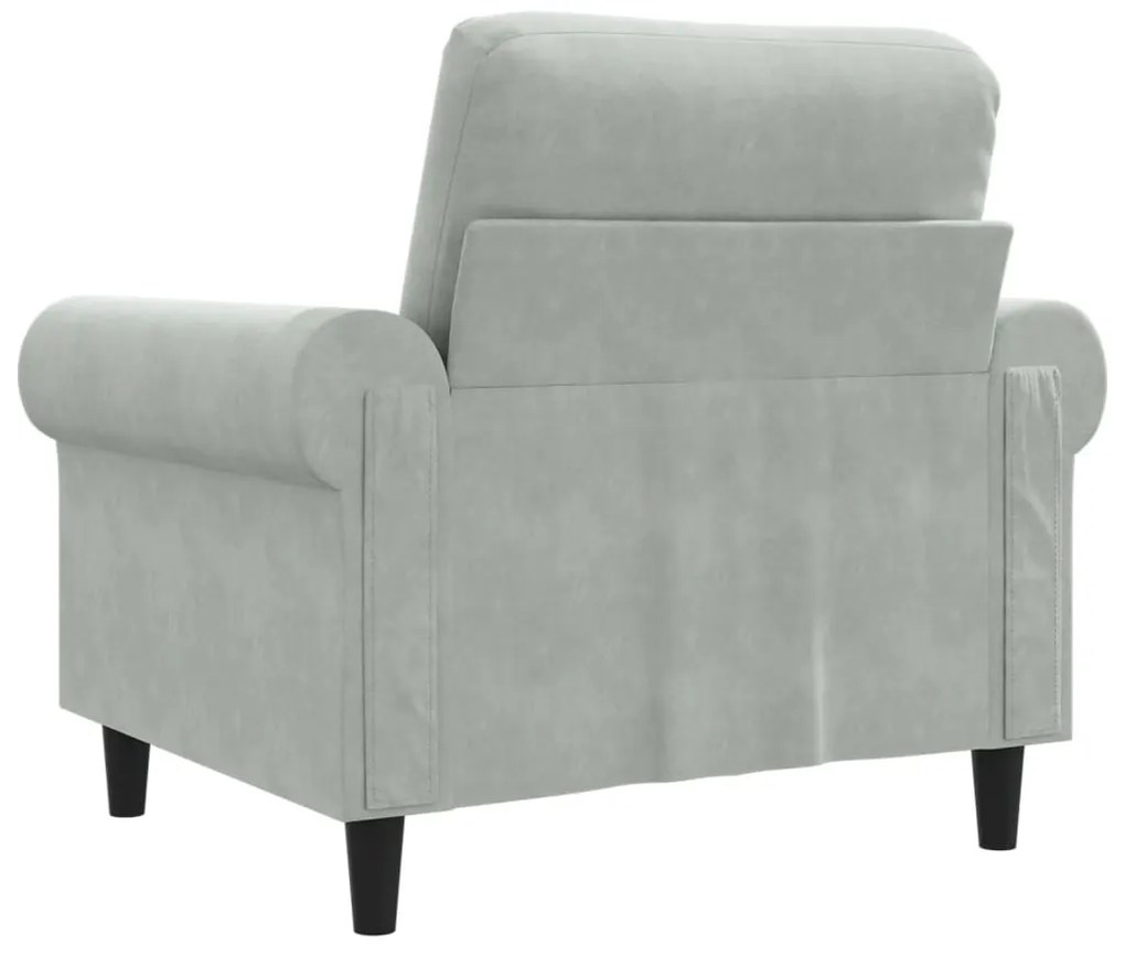 Poltrona 60 cm veludo cinzento-claro