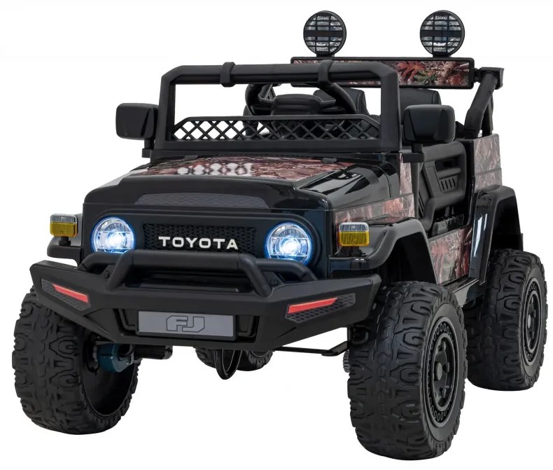 Jipe elétrico para Crianças Toyota FJ Cruiser 12V 4x4, Rodas Espuma EVA, Assentocouro ecológico Preto Camuflado