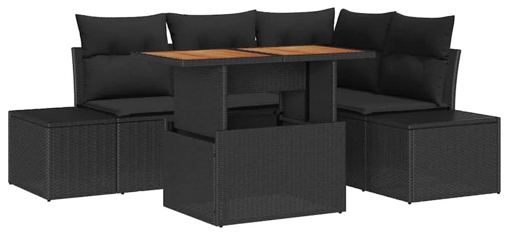 Conjunto de Jantar Jardim 5 Peças com Almofadas de Rattan, Poliéster P