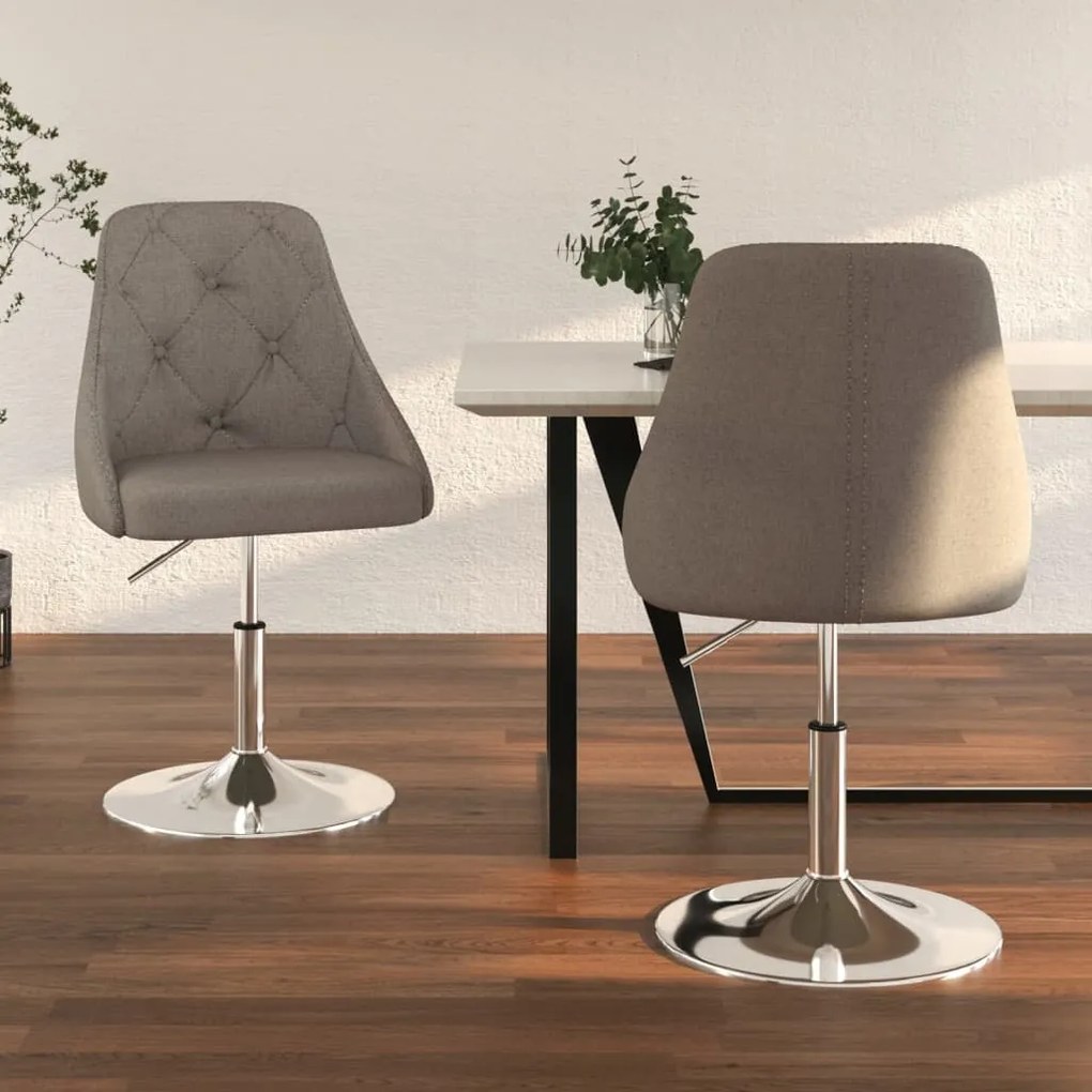 vidaXL Cadeiras de jantar giratórias 2 pcs tecido cinzento-escuro