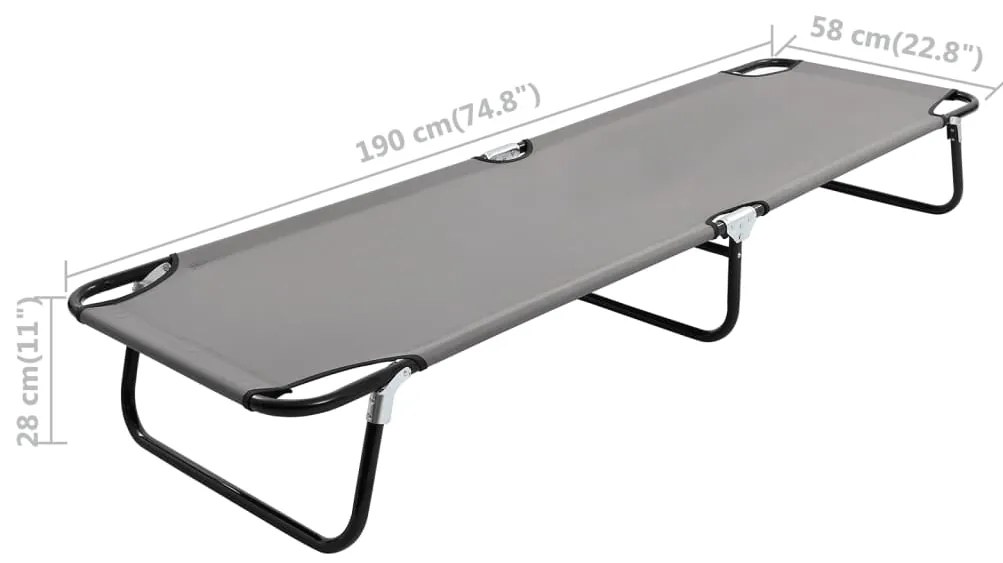 Espreguiçadeira/cama dobrável aço cinzento