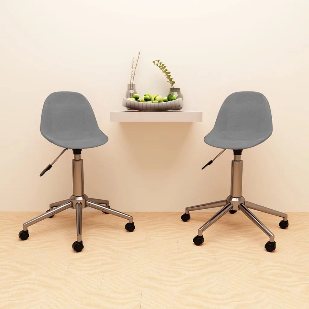 vidaXL Cadeiras de jantar giratórias 2 pcs tecido cinzento-claro