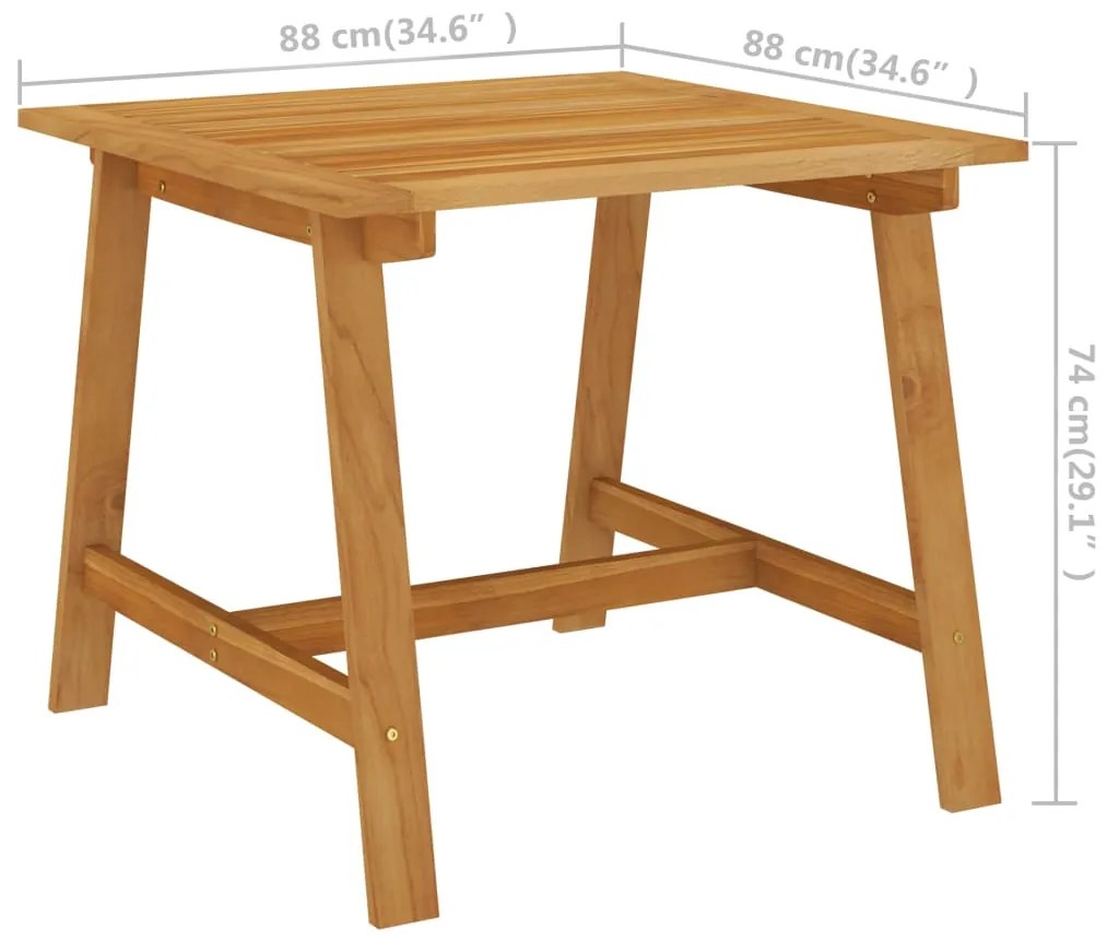 Mesa de jantar para jardim 88x88x74 cm madeira de acácia maciça