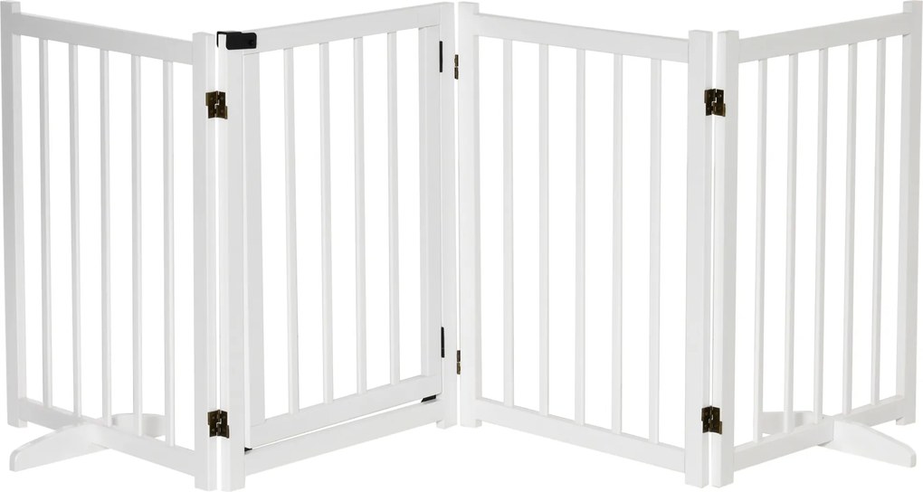 Barreira para Cães Dobrável Barreira para Cães Pequenos e Médios de 4 Painéis com Porta para Escadas e Corredores 237,5x36x80 cm Branco