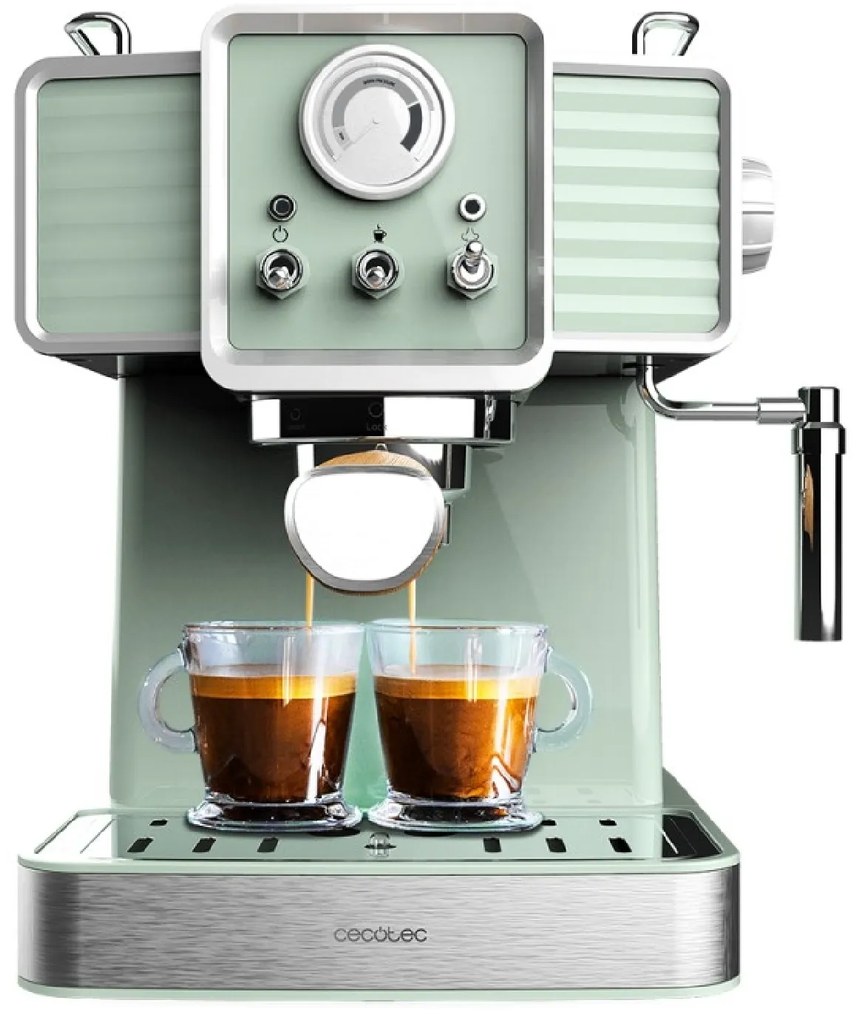 Máquina de café Expresso Power Espresso 20 Tradizionale com 20 bares, manómetro e vaporizador orientável Verde