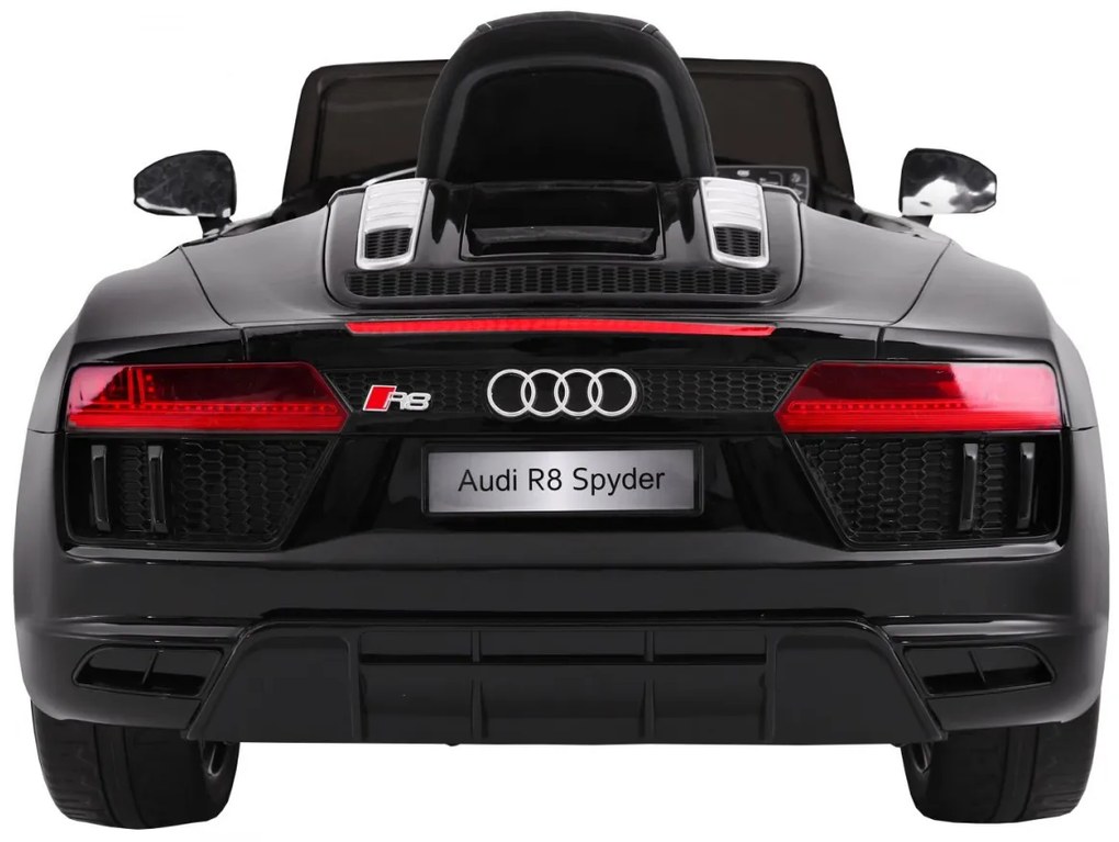 Carro elétrico para Crianças 12V AUDI R8 Spyder RS Rodas de EVA, controlo remoto Preto