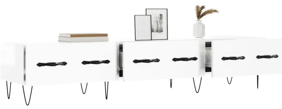 Móvel de TV 150x36x30 cm derivados de madeira branco brilhante