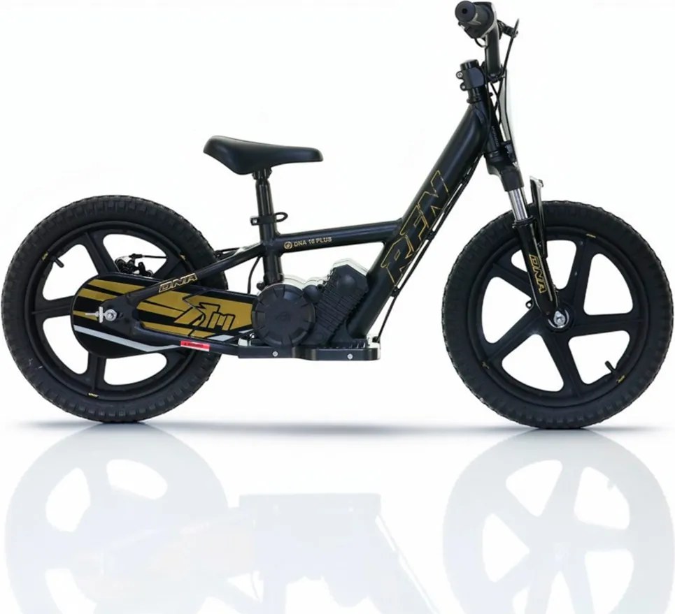 Bicicleta elétrica infantil 250W 16” 250W 16" Plus RFN preta e dourada