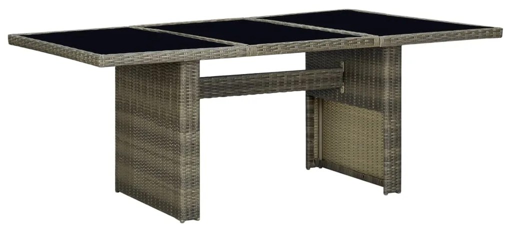 313313 vidaXL Mesa de jardim vime PE e vidro temperado castanho