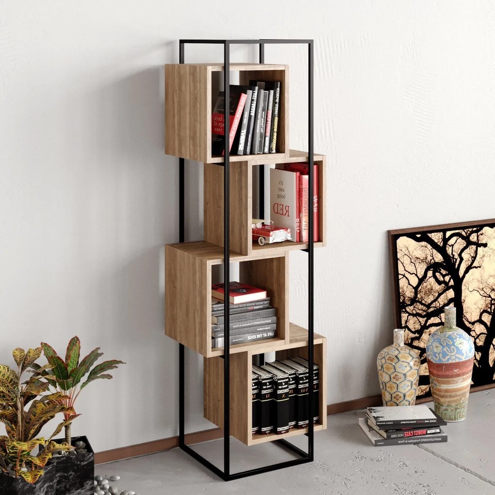 Estante Prada – Noz e Preto – 52x160x38 cm