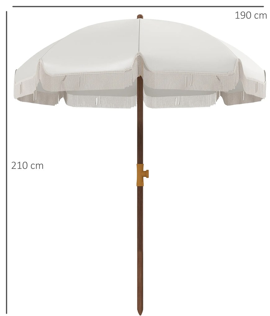Chapéu de Sol de Praia Ø190x210 cm Chapéu de Sol para Terraço com 8 Va