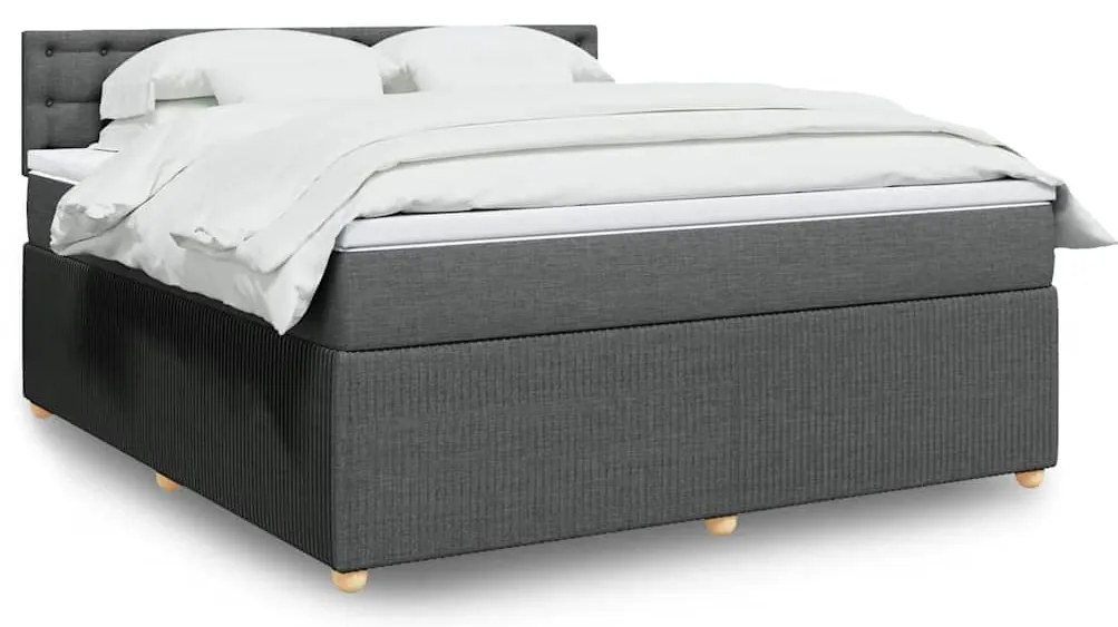 vidaXL Cama com molas/colchão 180x200 cm tecido cinzento-escuro