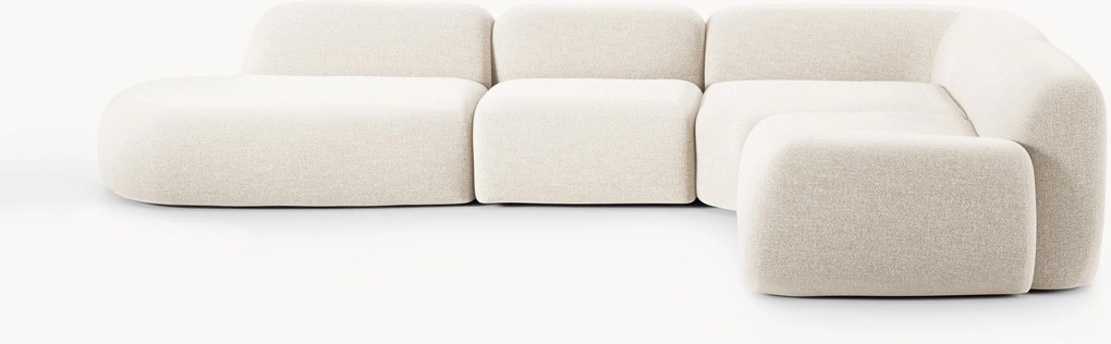 Sofá de canto modular XL em bouclé com chaise longue Wolke