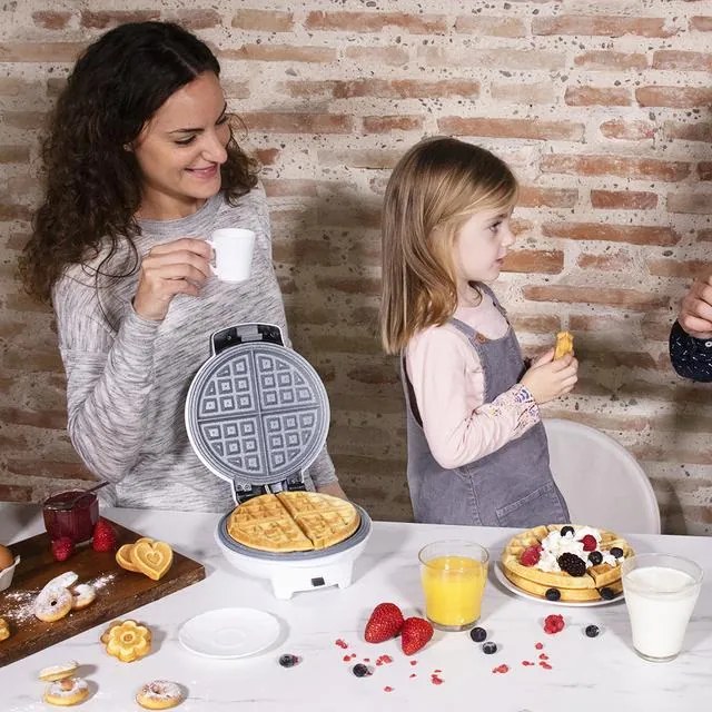 Máquina de waffles elétrica 3 em 1 Fun Gofrestone 3in1. 700 W, placas intercambiáveis com revestimento ecológico, design circular, indicador luminoso,