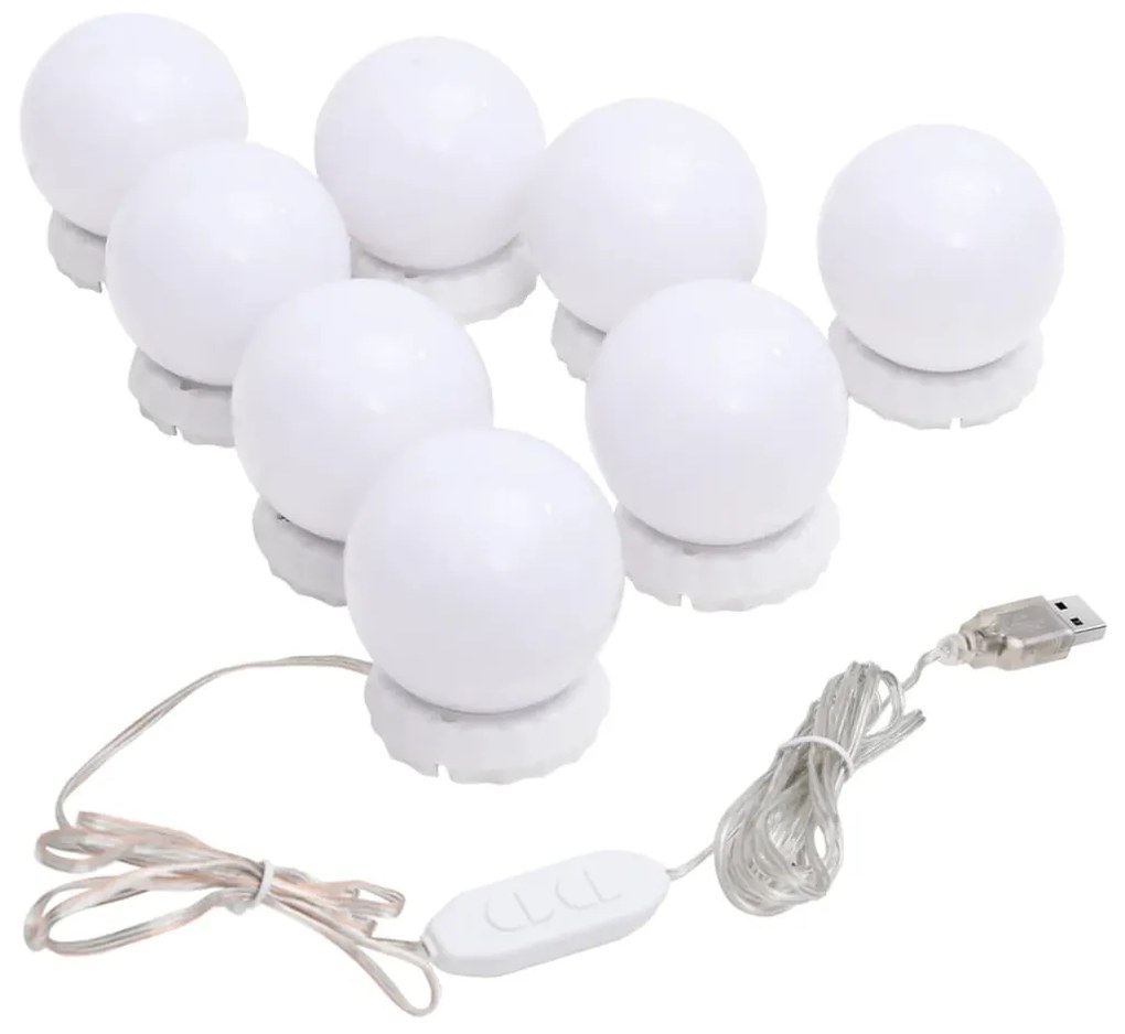 vidaXL Iluminação de espelho c/ 8 lâmpadas LED branco quente e frio