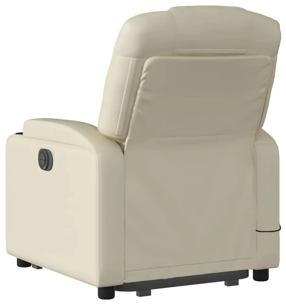 Poltrona reclinável de massagens couro artificial cor creme