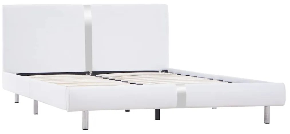 Estrutura de cama sem colchão 135x190cm couro artificial branco
