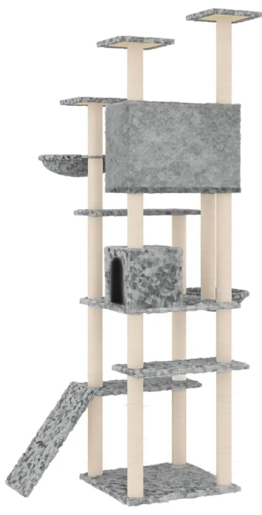 Árvore p/ gatos c/ postes arranhadores sisal 191 cm cinza-claro
