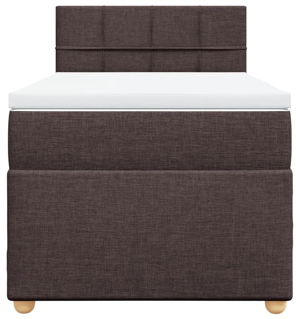 Cama com molas/colchão 90x200 cm tecido castanho-escuro