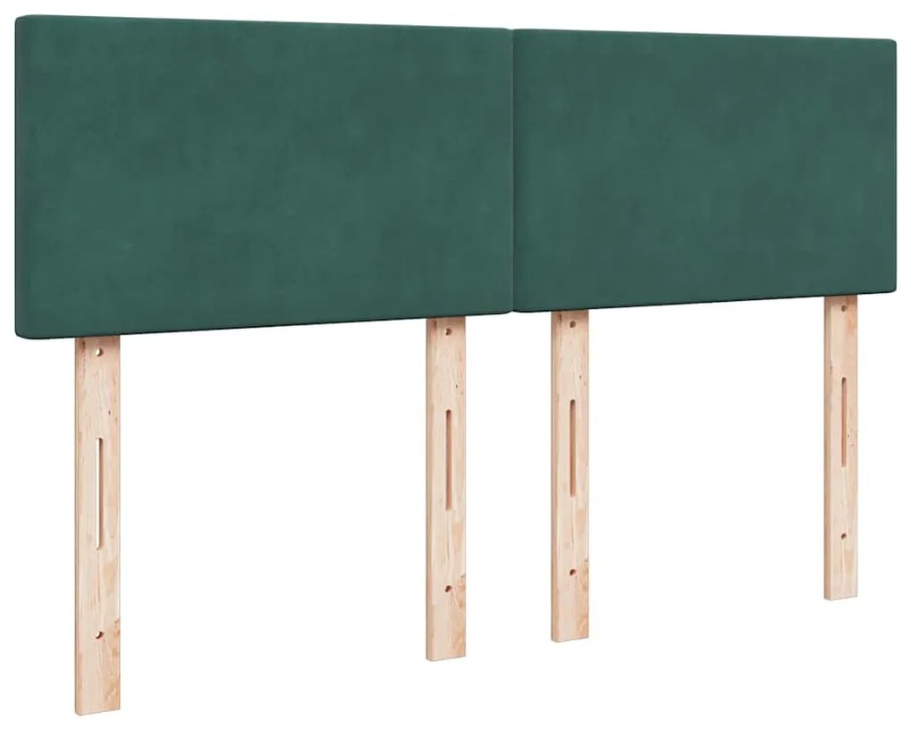 Cama com molas/colchão 160x200 cm veludo verde-escuro