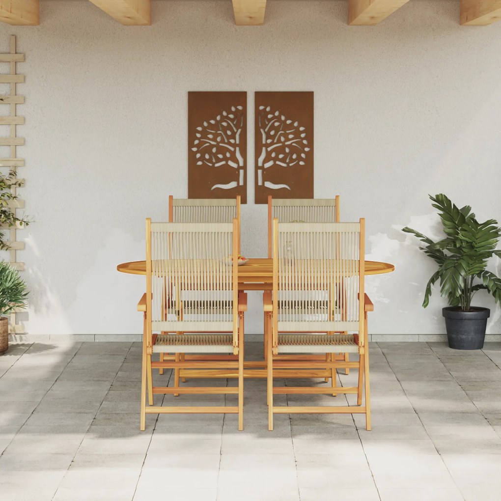 Conjunto de Jantar de Jardim VidaXL 5 Peças Bege em Madeira Maciça de