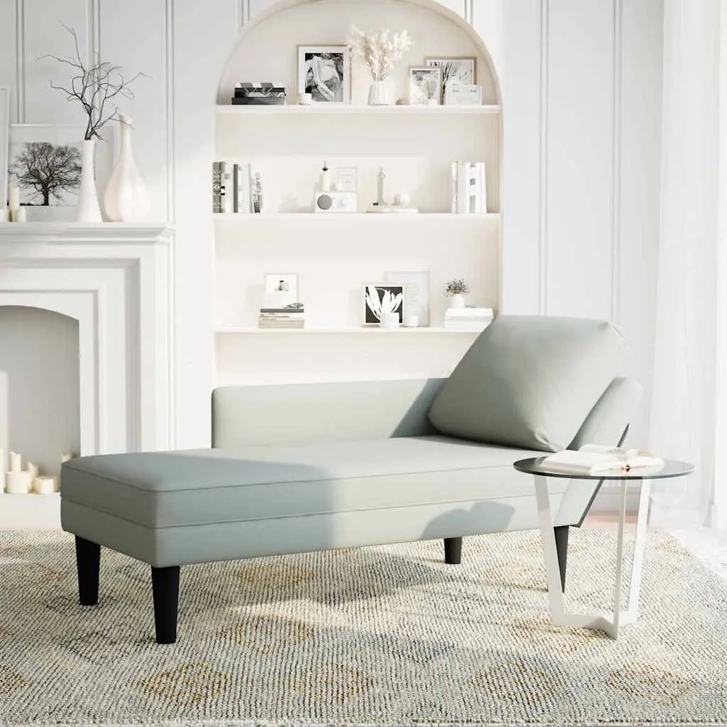 Chaise lounge c/ almofada/apoio de braços direito veludo