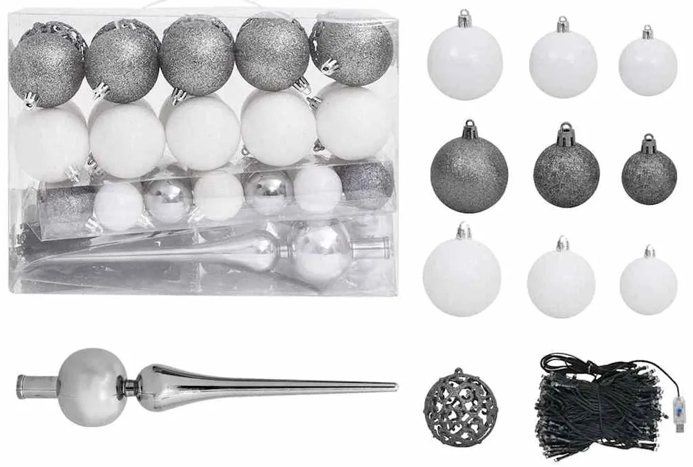 Meia árvore Natal artificial pré-iluminada c/ bolas verde