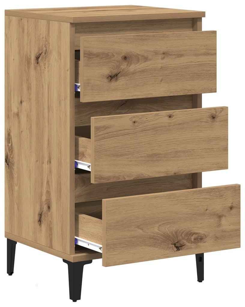 Mesa de cabeceira vidaXL Carvalho Artesanal 40x35x70 cm Madeira de eng