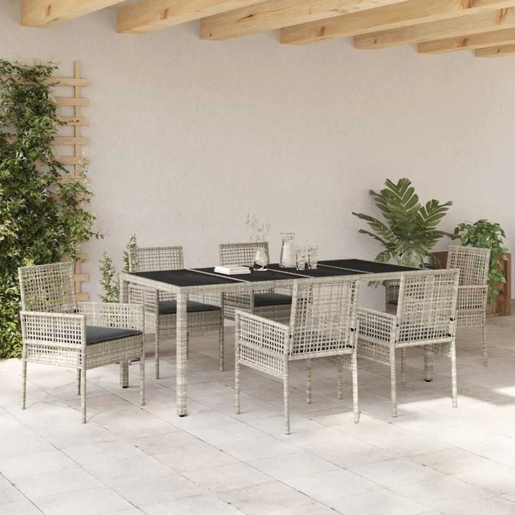 Conjunto de Jantar para Jardim 7 pcs Cinzento-claro