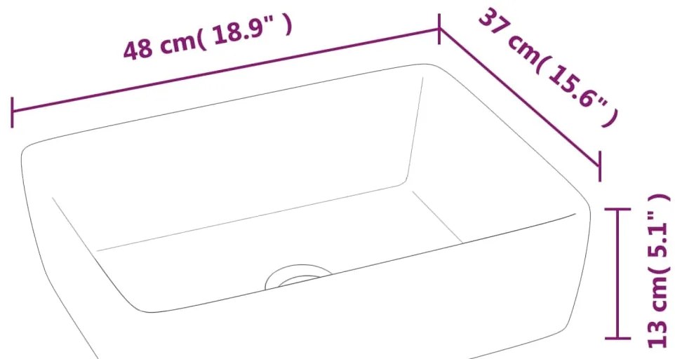 Lavatório retangular 48x37x13 cm cerâmica branco