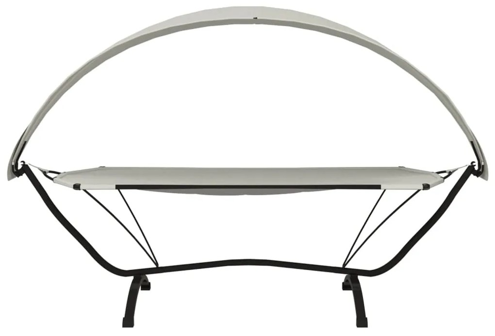Espreguiçadeira exterior c/ toldo aço e tecido oxford cor creme