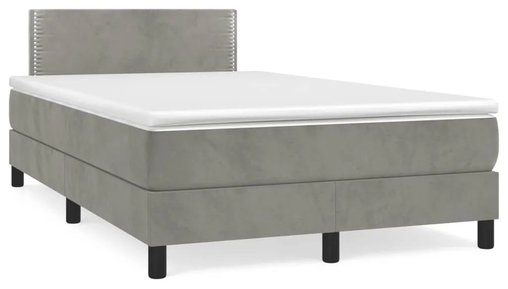 vidaXL Cama boxspring com colchão 120x190 cm veludo cinzento-claro
