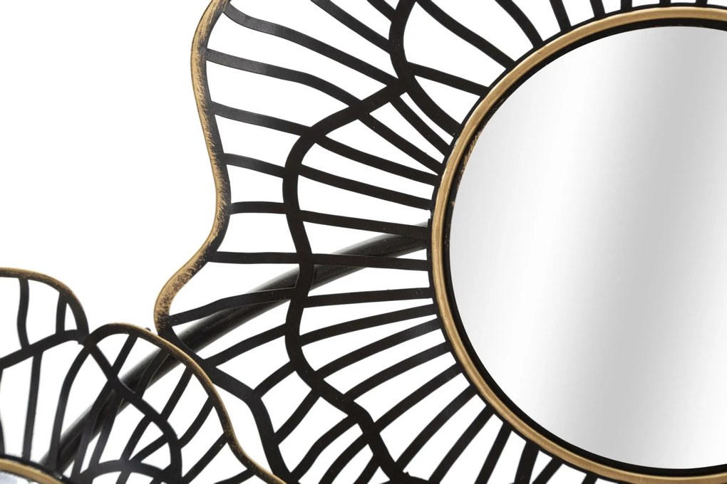 DECORAÇÃO DE PAREDE OSAKA COM ESPELHOS 121x5x56 CM PRETO/DOURADO