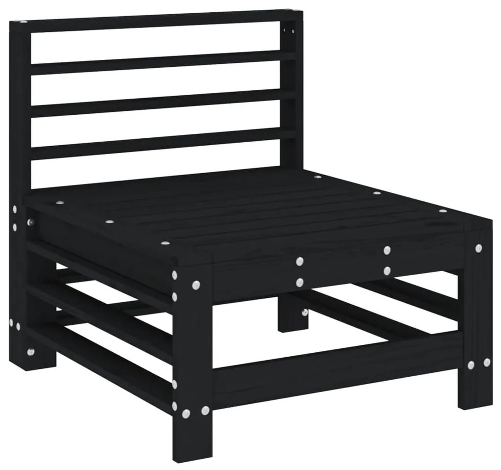 3 pcs conjunto lounge de jardim madeira de pinho maciça preto