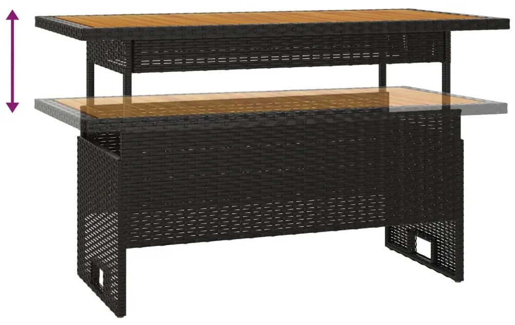 3 pcs conjunto lounge de jardim c/ almofadões vime PE preto